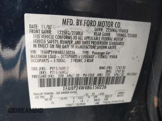 2008 Ford Taurus SEL with VIN 1FAHP24W48G150226, listed as a IAAI auction lot 42555496 with 159,635 mi miles and . Bid and sale history available at DreamBid. Image 9.