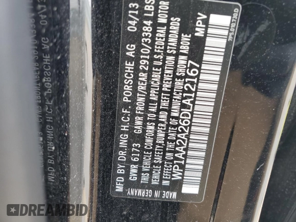 2013 Porsche Cayenne with VIN WP1AA2A26DLA12167, listed as a Copart auction lot 57895085 with 151,328 mi miles and Salvage title. Bid and sale history available at DreamBid. Image 13.