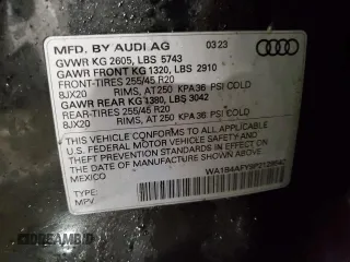 2023 Audi SQ5 Premium Plus with VIN WA1B4AFY9P2129542, listed as a Copart auction lot 44136125 with Not provided miles and Salvage title. Bid and sale history available at DreamBid. Image 13.