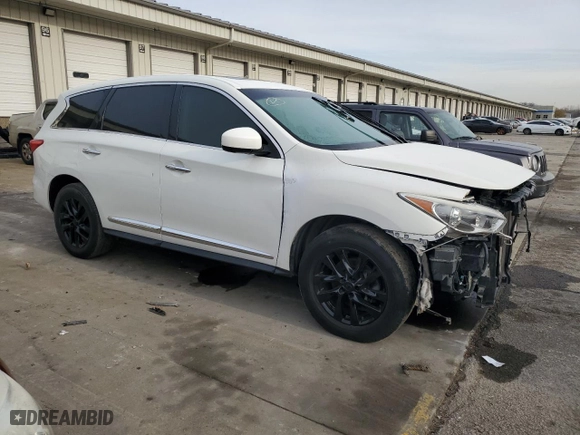 2013 Infiniti JX35 with VIN 5N1AL0MM4DC321306, listed as a Copart auction lot 84453734 with 96,626 mi miles and Salvage Title. Bid and sale history available at carsss.com. Image 4.