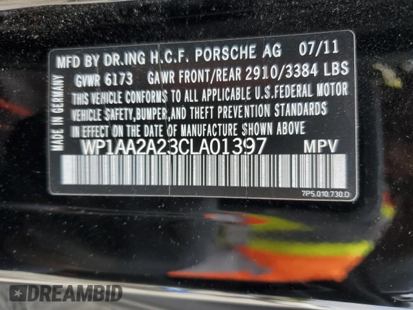 2012 Porsche Cayenne with VIN WP1AA2A23CLA01397, listed as a Copart auction lot 55574955 with 198,246 mi miles and Clean title. Bid and sale history available at DreamBid. Image 13.