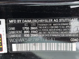 2008 Mercedes-Benz SLK-Class 3.0L with VIN WDBWK54F78F178141, listed as a IAAI auction lot 41934088 with 95,982 mi miles. Bid and sale history available at carsss.com. Image 9.