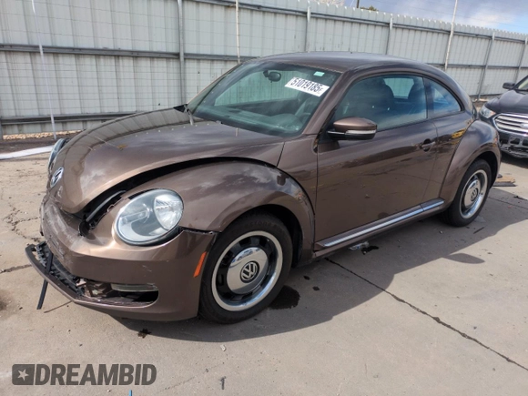 2013 Volkswagen Beetle with VIN 3VWHX7AT8DM603424, listed as a Copart auction lot 51019185 with 136,196 mi miles and Salvage Title. Bid and sale history available at DreamBid. Image 1.