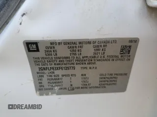 2015 Chevrolet Equinox LT with VIN 2GNFLFE3XF6129779, listed as a Copart auction lot 72078264 with 123,835 mi miles and Salvage Title. Bid and sale history available at DreamBid. Image 14.