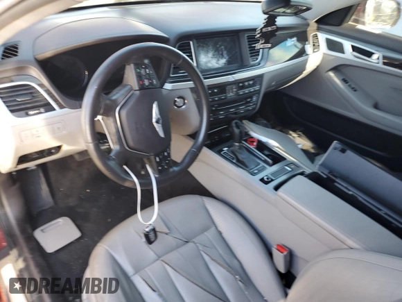2015 Hyundai Genesis 3.8L with VIN KMHGN4JEXFU037765, listed as a Copart auction lot 39617454 with 0 mi miles. Bid and sale history available at carsss.com. Image 8.