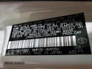 2018 Toyota Prius One with VIN JTDKDTB3XJ1599779, listed as a Copart auction lot 53458225 with 79,468 mi miles and Clean Title. Bid and sale history available at DreamBid. Image 12.