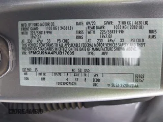 2023 Ford Escape ST-Line Select с VIN 1FMCU9NA4PUB17635, выставлен на аукционе IAAI как лот 42391475 с пробегом 25 383 миль миль и . История ставок и продаж доступна на DreamBid. Изображение 9.