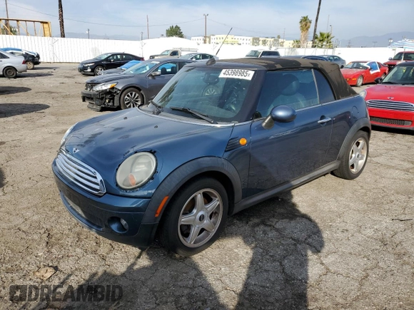 2009 MINI Convertible с VIN WMWMR33589TU96481, выставлен на аукционе Copart как лот 45398985 с пробегом 144 792 миль миль и Чистый • Clean title. История ставок и продаж доступна на DreamBid. Изображение 1.