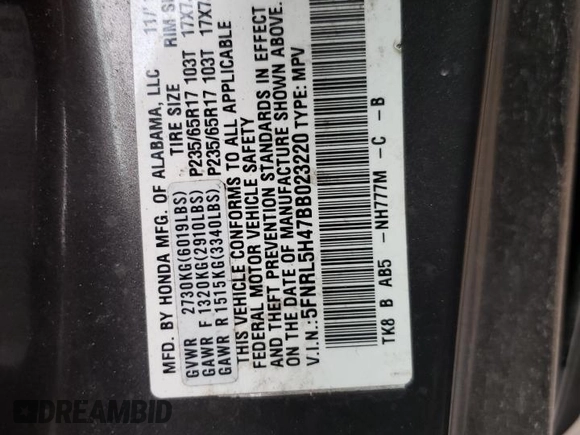 2011 Honda Odyssey EX with VIN 5FNRL5H47BB023220, listed as a Copart auction lot 47548175 with 197,549 mi miles and Non Repairable. Bid and sale history available at carsss.com. Image 14.