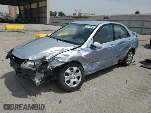 2007 Kia Spectra EX with VIN KNAFE121275411319, listed as a Copart auction lot 58716045 with 309,488 mi miles and Salvage title. Bid and sale history available at DreamBid. Image 1.