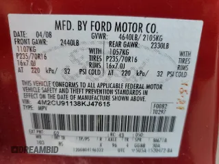 2008 Mercury Mariner with VIN 4M2CU91138KJ47615, listed as a Copart auction lot 55449304 with 215,666 mi miles and Salvage Title. Bid and sale history available at carsss.com. Image 13.