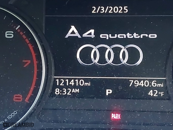 2017 Audi A4 Premium with VIN WAUANAF47HN039038, listed as a IAAI auction lot 41439609 with 121,410 mi miles. Bid and sale history available at carsss.com. Image 15.