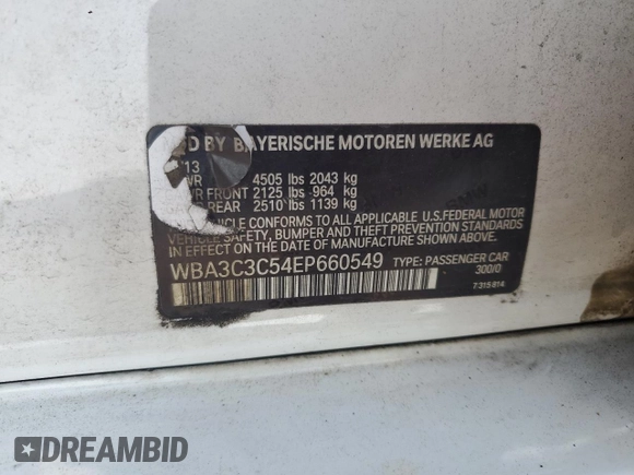 2014 BMW 3 Series 320i xDrive z VIN WBA3C3C54EP660549, wystawiony jako Copart lot #62395925 z przebiegiem 170 988 mil mil oraz Czysty tytuł • Clean title. Historia ofert i sprzedaży dostępna na DreamBid. Obrazek 12.