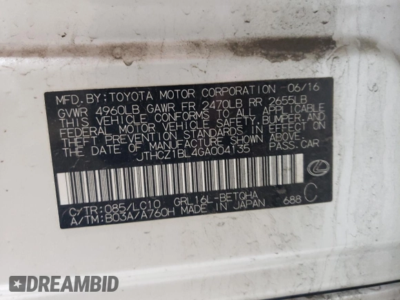 2016 Lexus GS 350 with VIN JTHCZ1BL4GA004135, listed as a Copart auction lot 71050204 with 95,648 mi miles and Salvage Title. Bid and sale history available at carsss.com. Image 12.