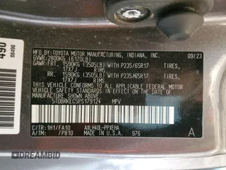 2023 Toyota Sienna LE with VIN 5TDBRKEC5PS179124, listed as a Copart auction lot 49717115 with Not provided miles and Salvage title. Bid and sale history available at DreamBid. Image 13.