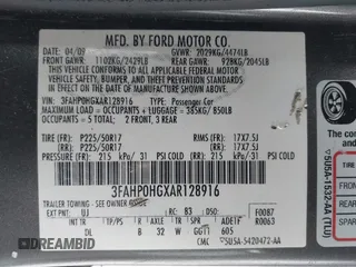 2010 Ford Fusion SE with VIN 3FAHP0HGXAR128916, listed as a IAAI auction lot 41371966 with 123,445 mi miles. Bid and sale history available at carsss.com. Image 9.