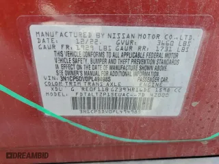 2023 Nissan Kicks SR with VIN 3N1CP5DV0PL494985, listed as a Copart auction lot 48383225 with 34,887 mi miles and Salvage Title. Bid and sale history available at carsss.com. Image 12.