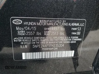 2015 Hyundai Sonata 2.4L SE with VIN 5NPE24AF1FH235304, listed as a Copart auction lot 52548435 with 55,261 mi miles and Salvage Title. Bid and sale history available at carsss.com. Image 12.