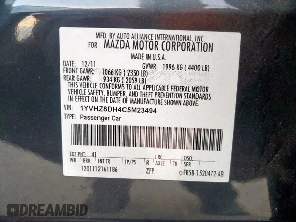 2012 Mazda 6 i Touring с VIN 1YVHZ8DH4C5M23494, выставлен на аукционе Copart как лот 50675875 с пробегом 226 397 миль миль и Списание • Salvage title. История ставок и продаж доступна на DreamBid. Изображение 15.