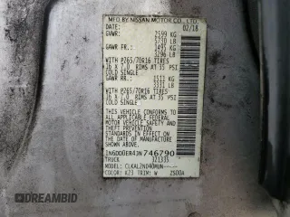 2018 Nissan Frontier SV with VIN 1N6DD0ER4JN746790, listed as a Copart auction lot 60073355 with 71,301 mi miles and Salvage title. Bid and sale history available at DreamBid. Image 12.