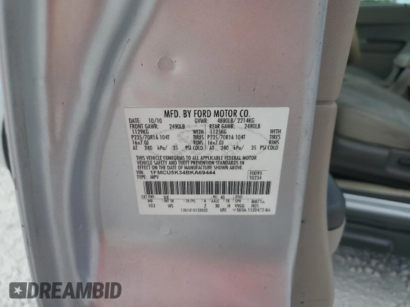 2011 Ford Escape Hybrid with VIN 1FMCU5K34BKA69444, listed as a Copart auction lot 55314015 with 368,729 mi miles and Salvage title. Bid and sale history available at DreamBid. Image 13.