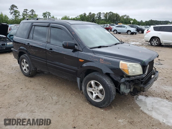 2006 Honda Pilot EX-L with VIN 5FNYF28516B003593, listed as a Copart auction lot 53879665 with 153,264 mi miles and Salvage Title. Bid and sale history available at DreamBid. Image 4.