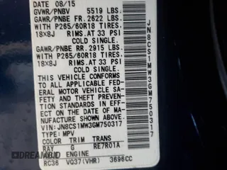 2016 Infiniti QX70 with VIN JN8CS1MW3GM750317, listed as a Copart auction lot 45525785 with 100,318 mi miles and Clean title. Bid and sale history available at DreamBid. Image 12.