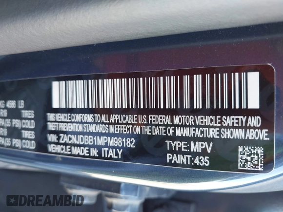 2021 Jeep Renegade Latitude with VIN ZACNJDBB1MPM98182, listed as a IAAI auction lot 41676689 with 53,731 mi miles and . Bid and sale history available at DreamBid. Image 9.