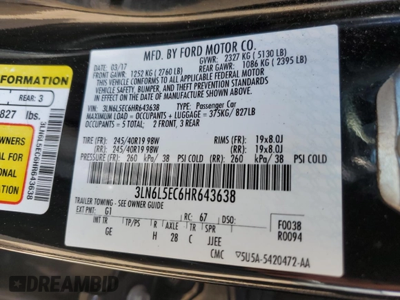 2017 Lincoln MKZ Reserve z VIN 3LN6L5EC6HR643638, wystawiony jako Copart lot #56601365 z przebiegiem 75 446 mil mil oraz Szkoda całkowita • Salvage title. Historia ofert i sprzedaży dostępna na DreamBid. Obrazek 12.