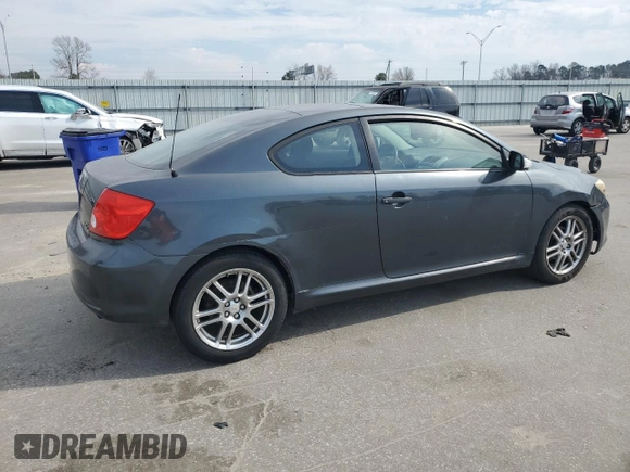 2005 Scion tC with VIN JTKDE177450057703, listed as a Copart auction lot 46842755 with 190,486 mi miles and Salvage Title. Bid and sale history available at carsss.com. Image 3.