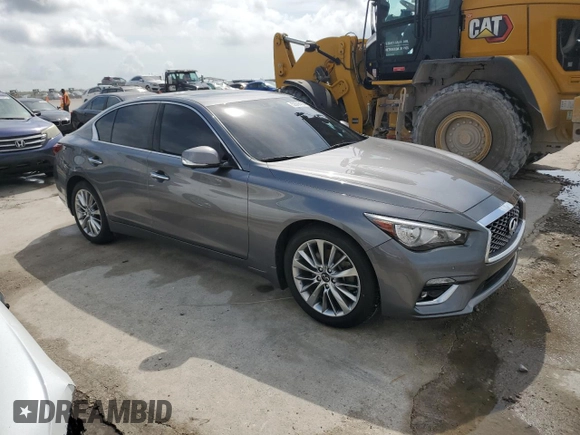 2023 Infiniti Q50 Luxe z VIN JN1EV7BR2PM541987, wystawiony jako Copart lot #53506195 z przebiegiem 65 202 mil mil oraz Szkoda całkowita • Salvage title. Historia ofert i sprzedaży dostępna na DreamBid. Obrazek 4.