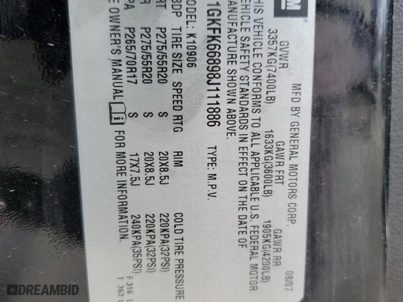 2008 GMC Yukon XL Denali with VIN 1GKFK66898J111886, listed as a Copart auction lot 49959375 with 194,483 mi miles and Non Repairable. Bid and sale history available at carsss.com. Image 14.