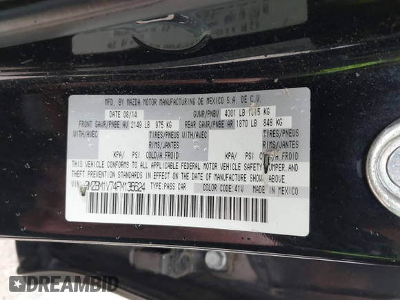 2015 Mazda 3 i Touring with VIN 3MZBM1V74FM135624, listed as a IAAI auction lot 41902776 with 152,621 mi miles and . Bid and sale history available at carsss.com. Image 9.