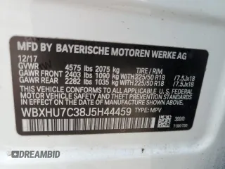 2018 BMW X1 sDrive28i with VIN WBXHU7C38J5H44459, listed as a Copart auction lot 49107553 with 96,494 mi miles. Bid and sale history available at carsss.com. Image 15.