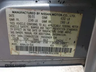 2006 Nissan Altima S with VIN 1N4AL11D66N302106, listed as a IAAI auction lot 42307385 with 153,515 mi miles and . Bid and sale history available at DreamBid. Image 9.