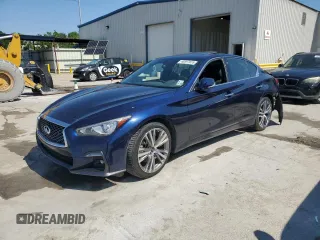 2021 Infiniti Q50 Signature Edition with VIN JN1EV7CP0MM705150, listed as a Copart auction lot 46897655 with 23,688 mi miles and Clean title. Bid and sale history available at DreamBid. Image 1.