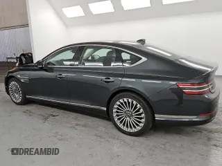 2023 Genesis G80 z VIN KMTGE4S11PU005984, wystawiony jako Copart lot #42606795 z przebiegiem 7 845 mil mil oraz Czysty tytuł • Clean title. Historia ofert i sprzedaży dostępna na DreamBid. Obrazek 2.