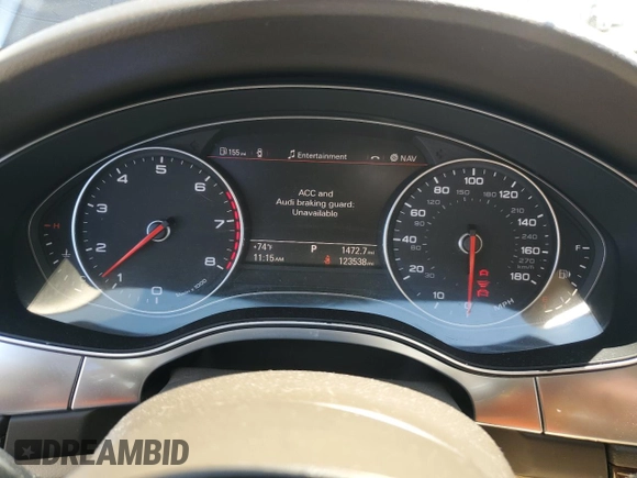 2012 Audi A7 Prestige with VIN WAU3GAFC8CN169767, listed as a Copart auction lot 64520035 with 123,538 mi miles and Salvage title. Bid and sale history available at DreamBid. Image 9.