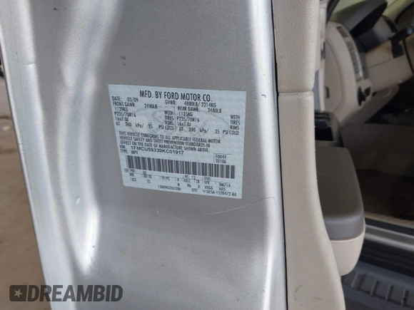 2009 Ford Escape Hybrid with VIN 1FMCU59339KC01917, listed as a IAAI auction lot 42880678 with 173,449 mi miles and . Bid and sale history available at DreamBid. Image 9.