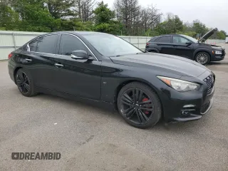 2014 Infiniti Q50 Premium with VIN JN1BV7AP8EM684524, listed as a Copart auction lot 59286115 with 105,107 mi miles and Salvage title. Bid and sale history available at DreamBid. Image 4.