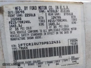 1995 Ford Ranger XL with VIN 1FTCR10U7SPB12431, listed as a IAAI auction lot 41989198 with 85,854 mi miles. Bid and sale history available at carsss.com. Image 9.