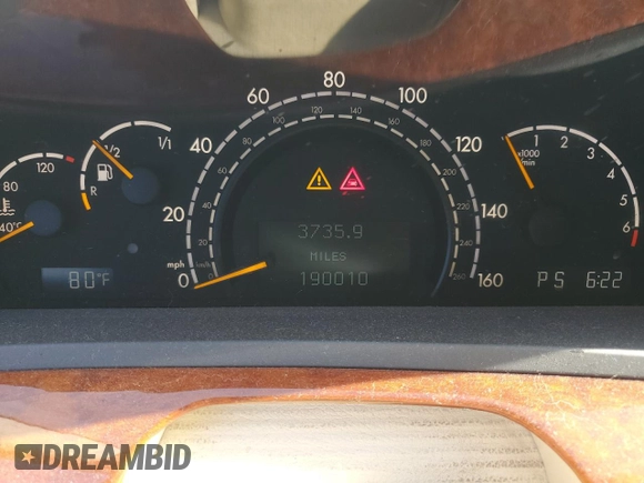 2005 Mercedes-Benz S-Class 4.3L with VIN WDBNG70J55A455669, listed as a Copart auction lot 54768404 with 190,010 mi miles and Salvage Title. Bid and sale history available at carsss.com. Image 9.