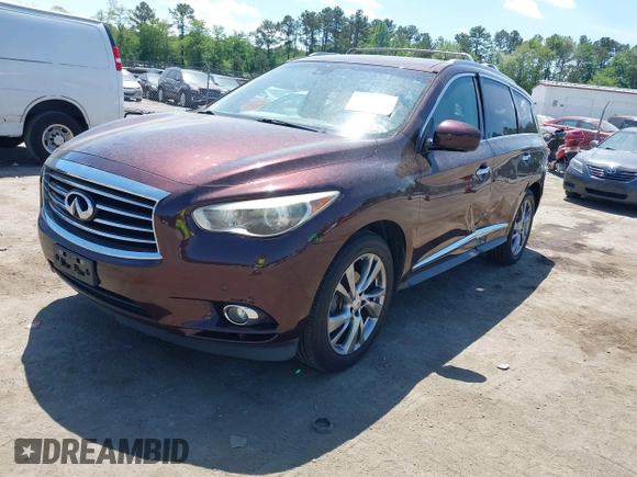 2013 Infiniti JX35 z VIN 5N1AL0MM5DC325543, wystawiony jako IAAI lot #42179986 z przebiegiem 174 743 mil mil oraz . Historia ofert i sprzedaży dostępna na DreamBid. Obrazek 2.