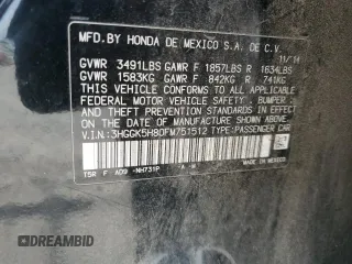2015 Honda Fit EX-L with VIN 3HGGK5H80FM751512, listed as a Copart auction lot 60594335 with 160,765 mi miles and Salvage title. Bid and sale history available at DreamBid. Image 12.