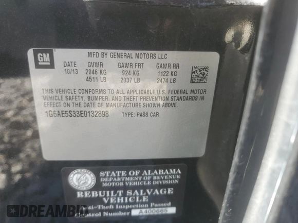 2014 Cadillac ATS Premium with VIN 1G6AE5S33E0132898, listed as a Copart auction lot 50947325 with 165,640 mi miles and Salvage Title. Bid and sale history available at carsss.com. Image 12.