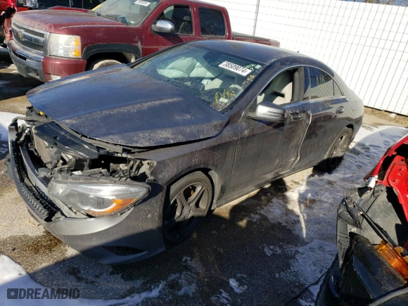 2014 Mercedes-Benz CLA-Class CLA 250 with VIN WDDSJ4GB5EN103533, listed as a Copart auction lot 38509074 with 0 mi miles and Salvage Title. Bid and sale history available at carsss.com. Image 1.