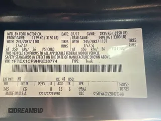 2017 Ford F-150 XL with VIN 1FTEX1CP9HKE38774, listed as a Copart auction lot 44837295 with 135,609 mi miles and Clean Title. Bid and sale history available at carsss.com. Image 10.