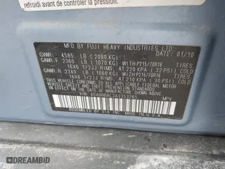2010 Subaru Outback with VIN 4S4BRBAC3A3353265, listed as a IAAI auction lot 41802882 with 98,225 mi miles. Bid and sale history available at carsss.com. Image 9.