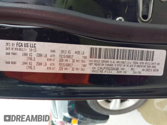 2016 Jeep Patriot Latitude z VIN 1C4NJPFB9GD584308, wystawiony jako IAAI lot #42534222 z przebiegiem 179 239 mil mil oraz . Historia ofert i sprzedaży dostępna na DreamBid. Obrazek 9.