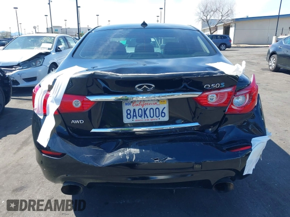2014 Infiniti Q50 Hybrid Sport with VIN JN1AV7AR8EM700220, listed as a IAAI auction lot 41755814 with 133,154 mi miles. Bid and sale history available at carsss.com. Image 16.
